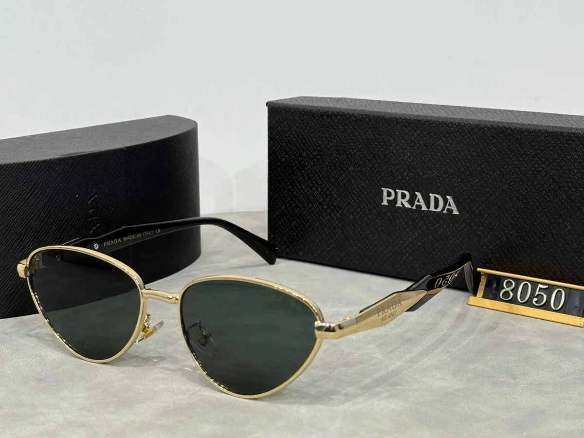 Prada Prada 8050 Gold Frame Black Lens Sunglasses Gold - 1