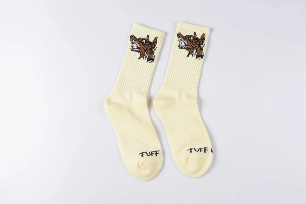 Other Tuff Crew Socks with Wolf Print Cream Cream - 1