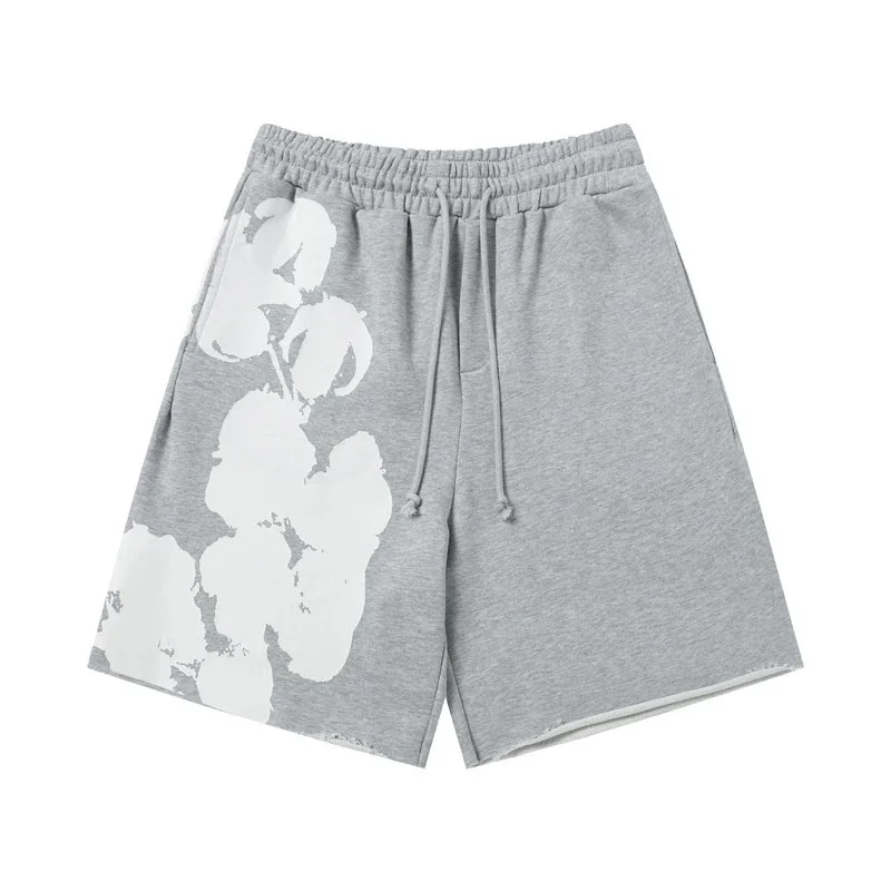 Other Gray Floral Print Shorts Casual Grey - 1