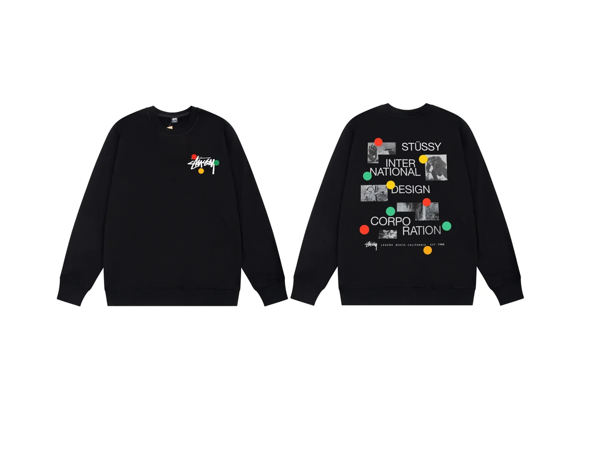 Stussy Stüssy Black Stussy International Design Crewneck Sweatshirt Black - 1