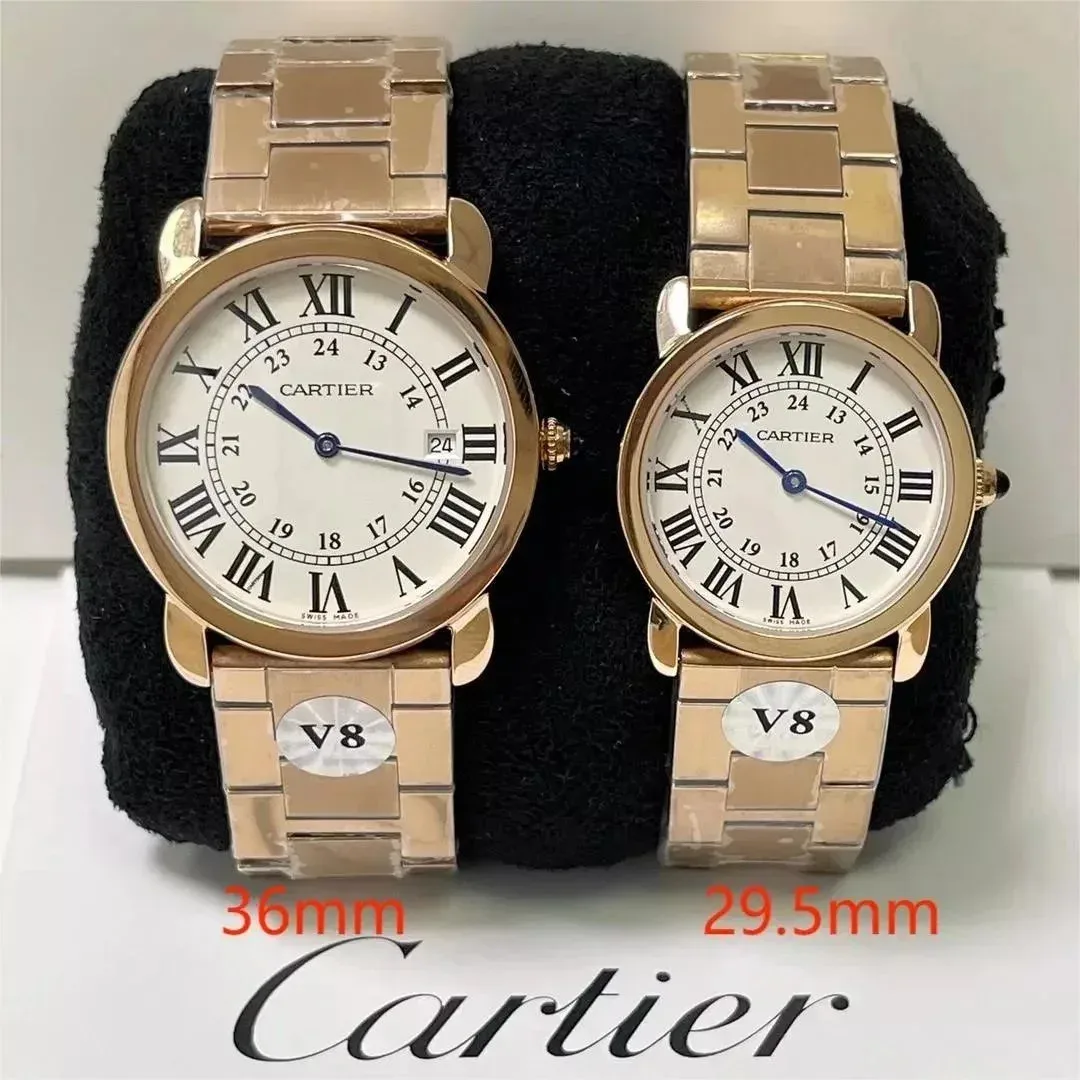 Cartier Cartier Ronde V8 29.5mm Rose Gold Watch Gold