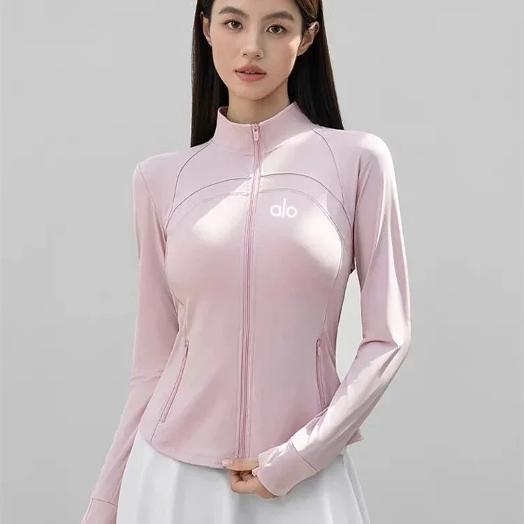 Alo Yoga Alo Pink Zip-Up Jacket Women's Tops Pink - 1