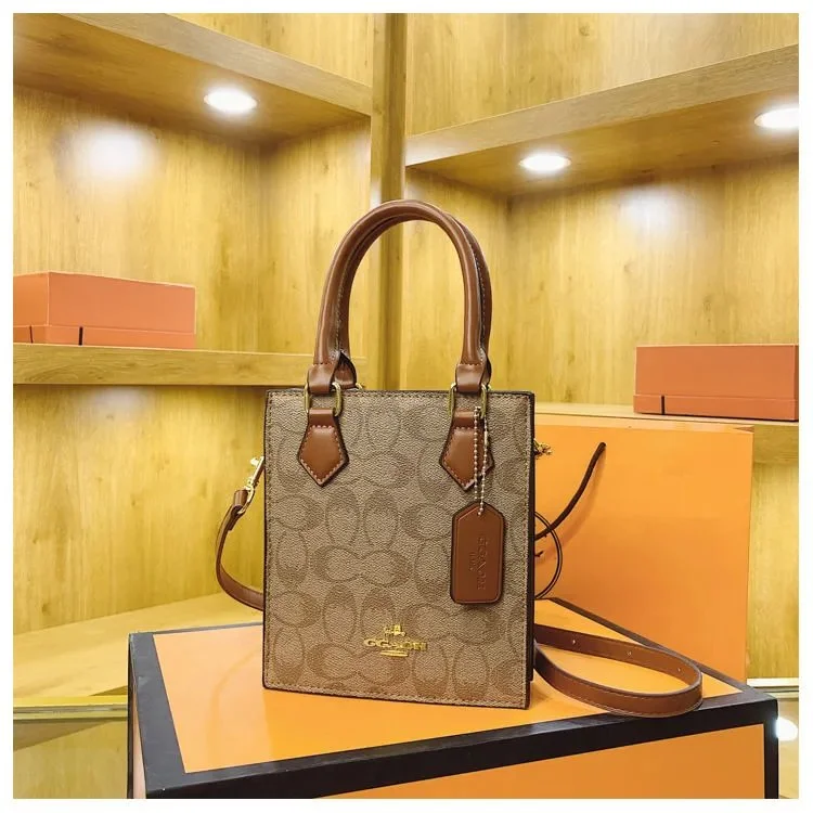 Coach Coach Signature Small Tote Bag Camel Beige - 1