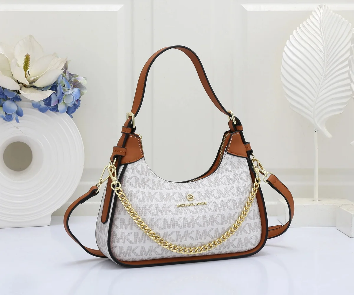 Michael Kors Michael Kors MK Monogram Hobo Bag White & Brown White - 1