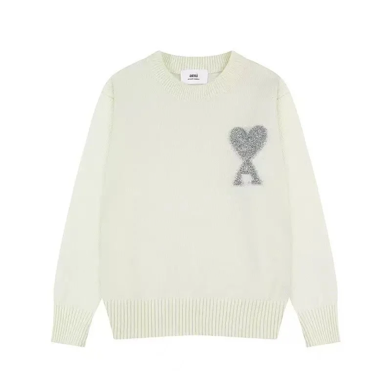 Ami Paris AMI Ami de Coeur Cream Knit Sweater Cream