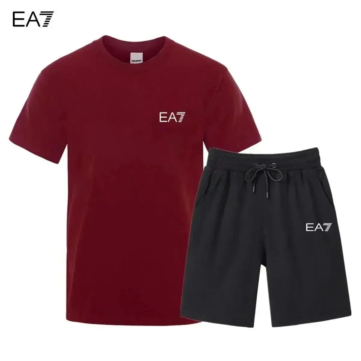 Armani EA7 EA7 Co-ord Set Maroon/Black Casual Loungewear Red