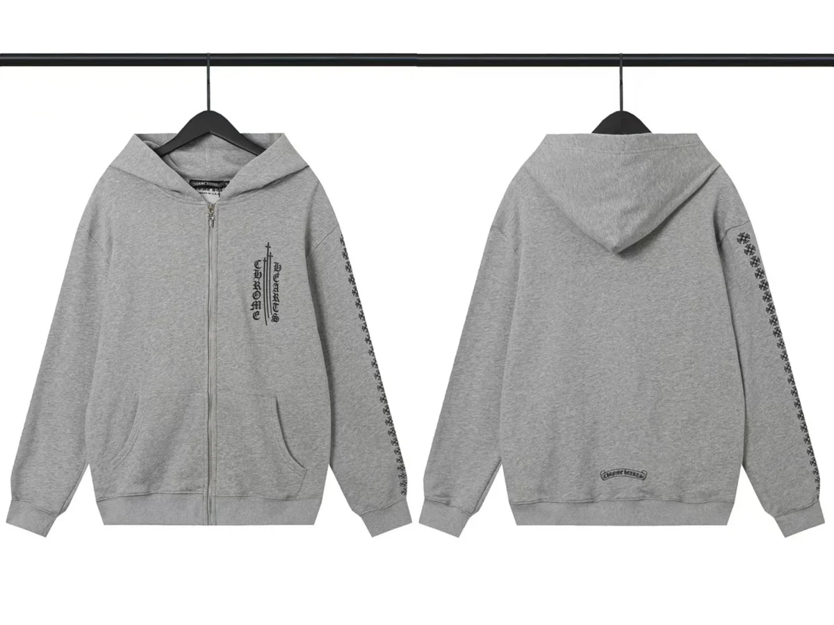 Chrome Hearts Chrome Hearts CH Cross Grey Zip-Up Hoodie Grey