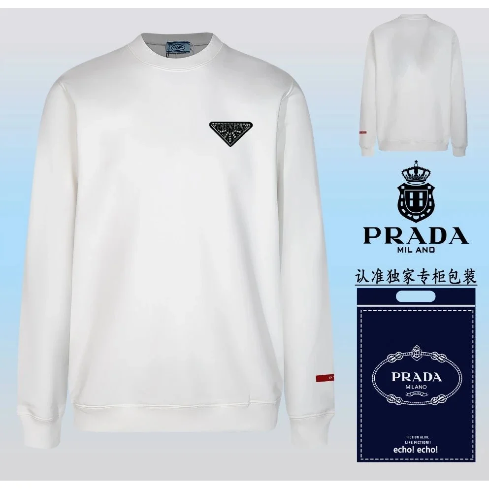 Prada Prada Triangle Logo White Sweatshirt White