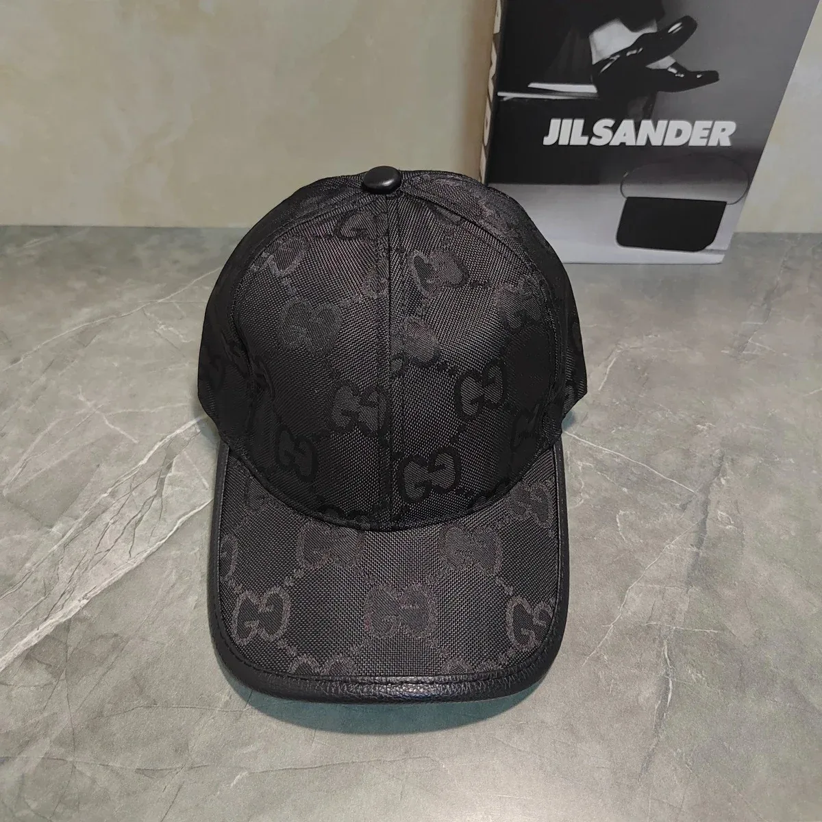 Gucci Gucci Black Monogram Baseball Cap Black