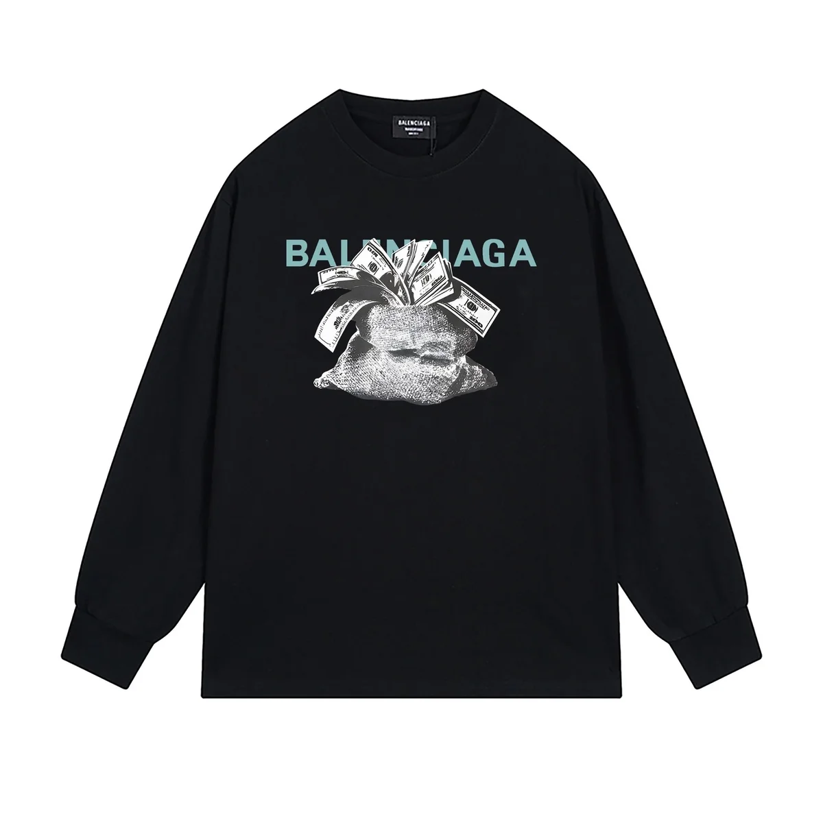 Balenciaga Balenciaga Money Bag Print Long Sleeve T-Shirt Black Black - 1