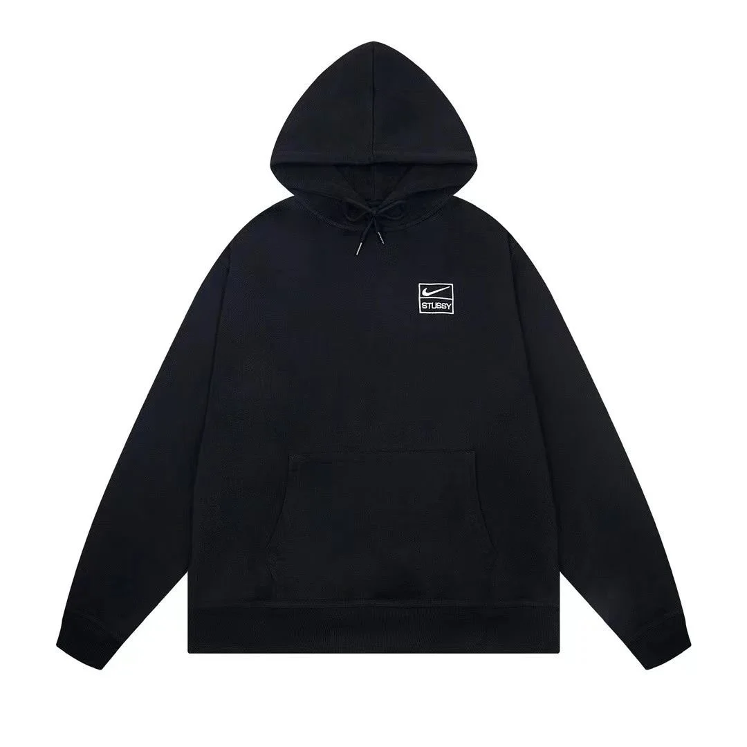 Stussy Stussy Nike Black Hoodie with Embroidered Patch Black - 1