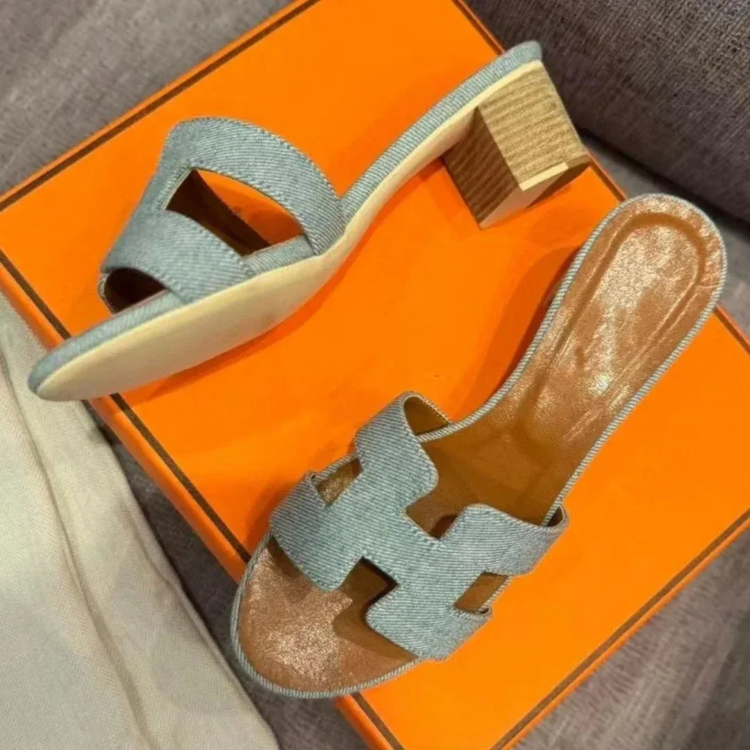 Hermès Birkin Denim Blue Mules Sandals