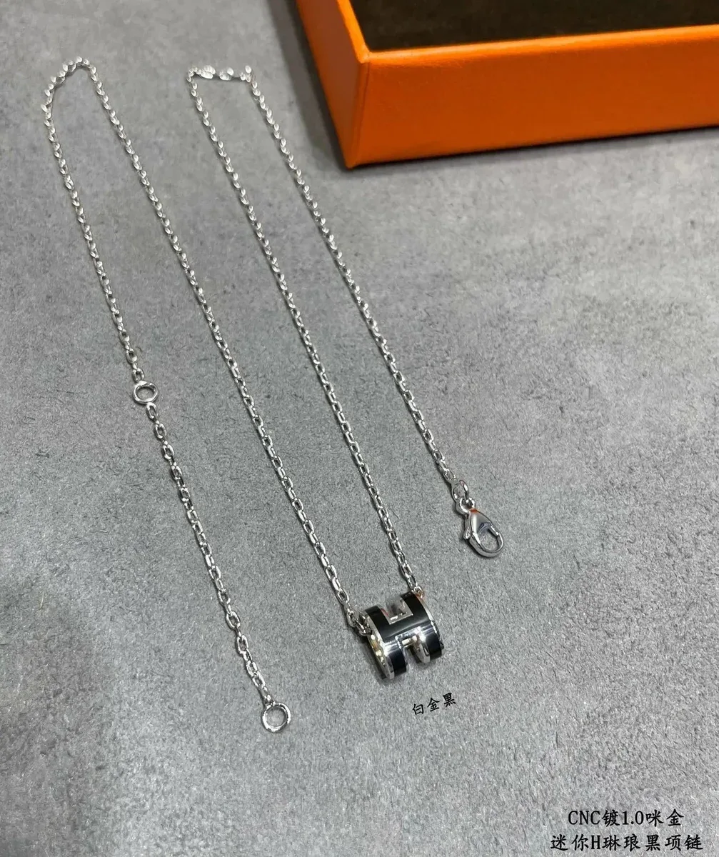 Hermès Hermès H Mini H Black Necklace Black
