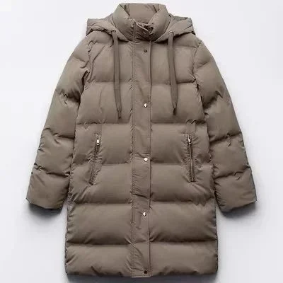 Other Unisex Khaki Puffer Coat with Hood Beige - 1