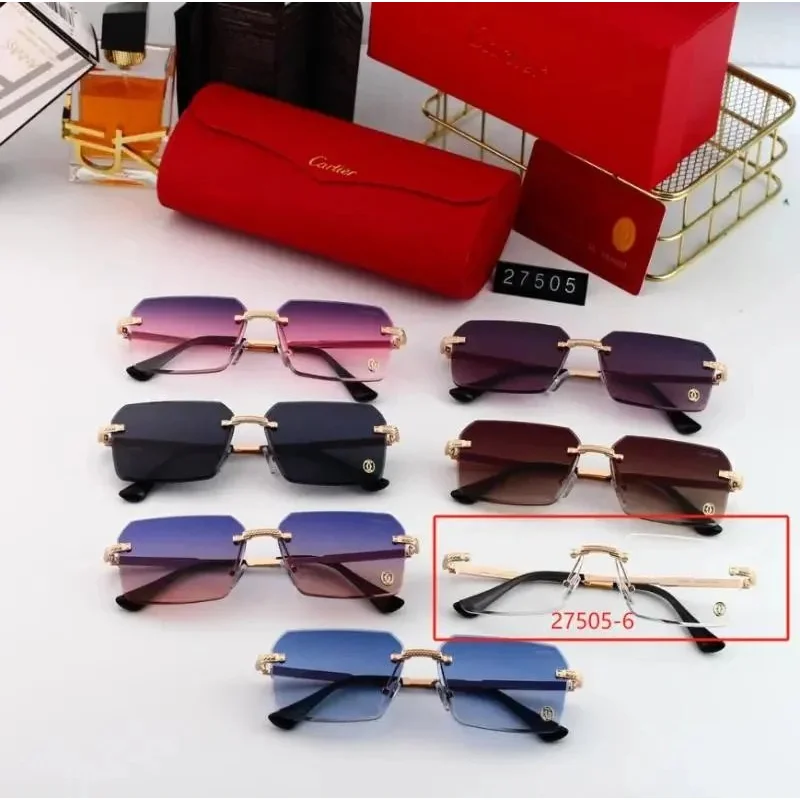 Cartier Cartier Soleil Blanc Gold Clear Rimless Sunglasses Gold