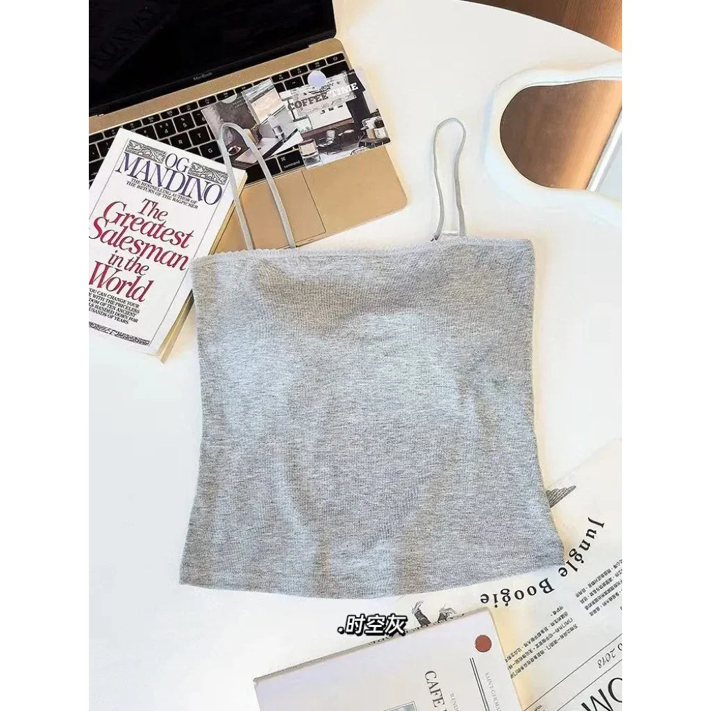 Other Unisex Grey Spaghetti Strap Top Casual Grey - 1