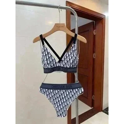 Dior Christian Dior Dior Oblique Navy/White Lingerie Set White