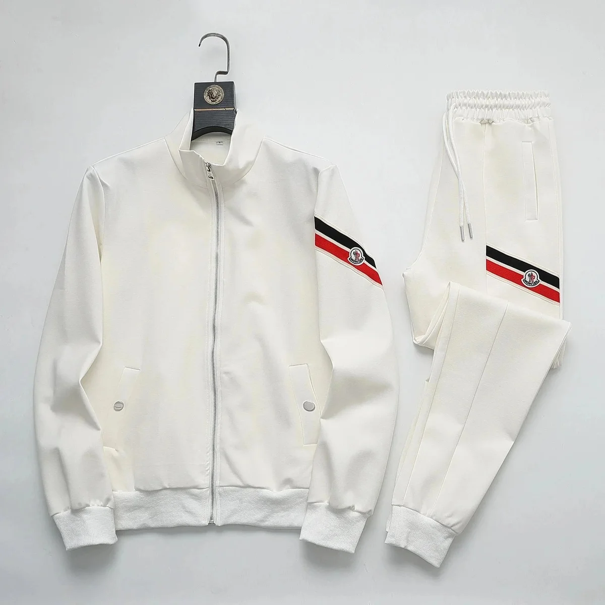 Moncler Moncler White/Red-Black Stripe Tracksuit White