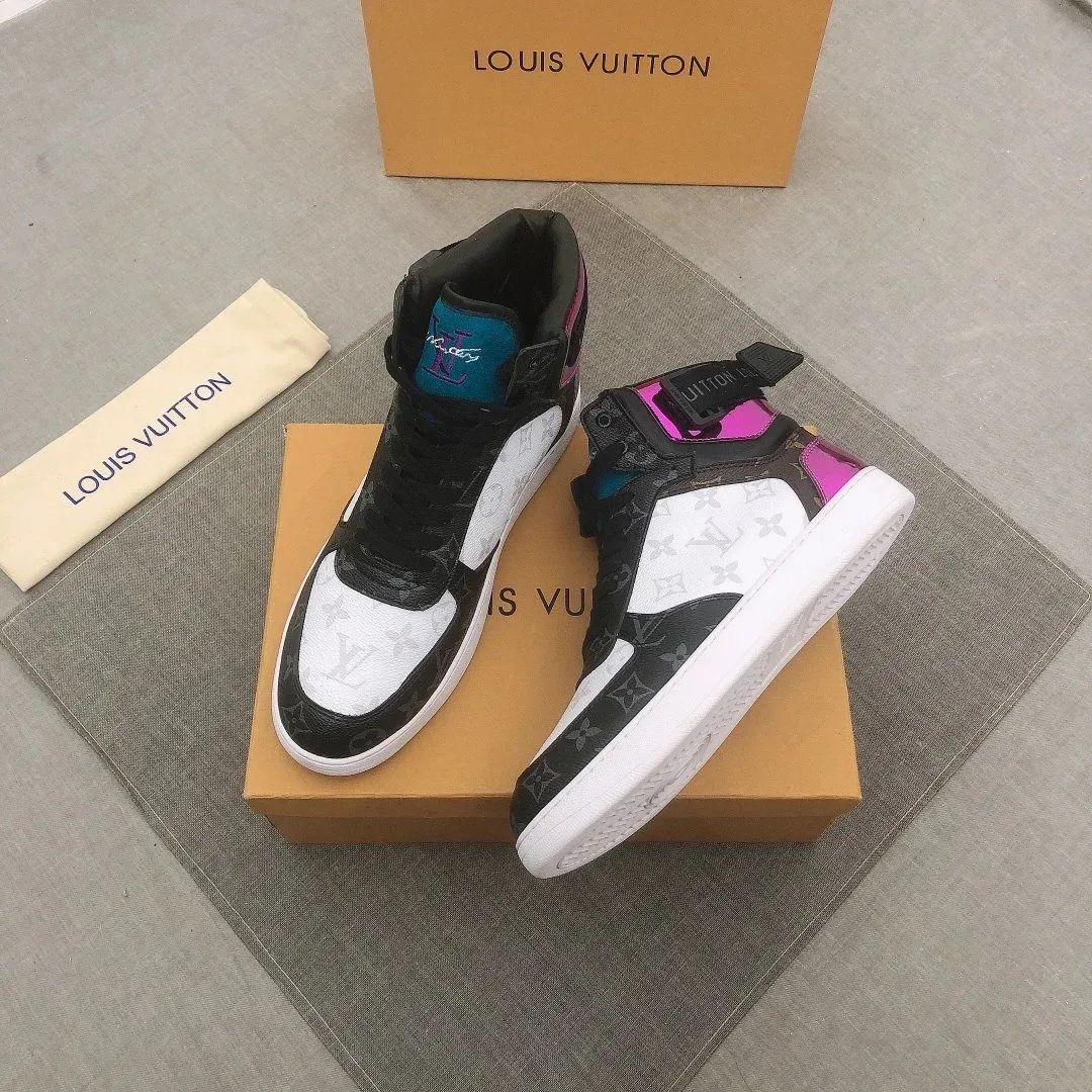 Louis Vuitton Louis Vuitton LV Trainer High-Top Sneakers Black/White/Pink/Blue Multicolor