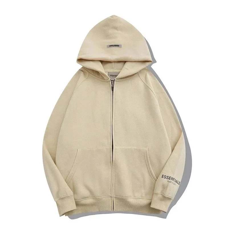 Fear of God Fear of God Essentials Beige Zip-Up Hoodie Beige - 1