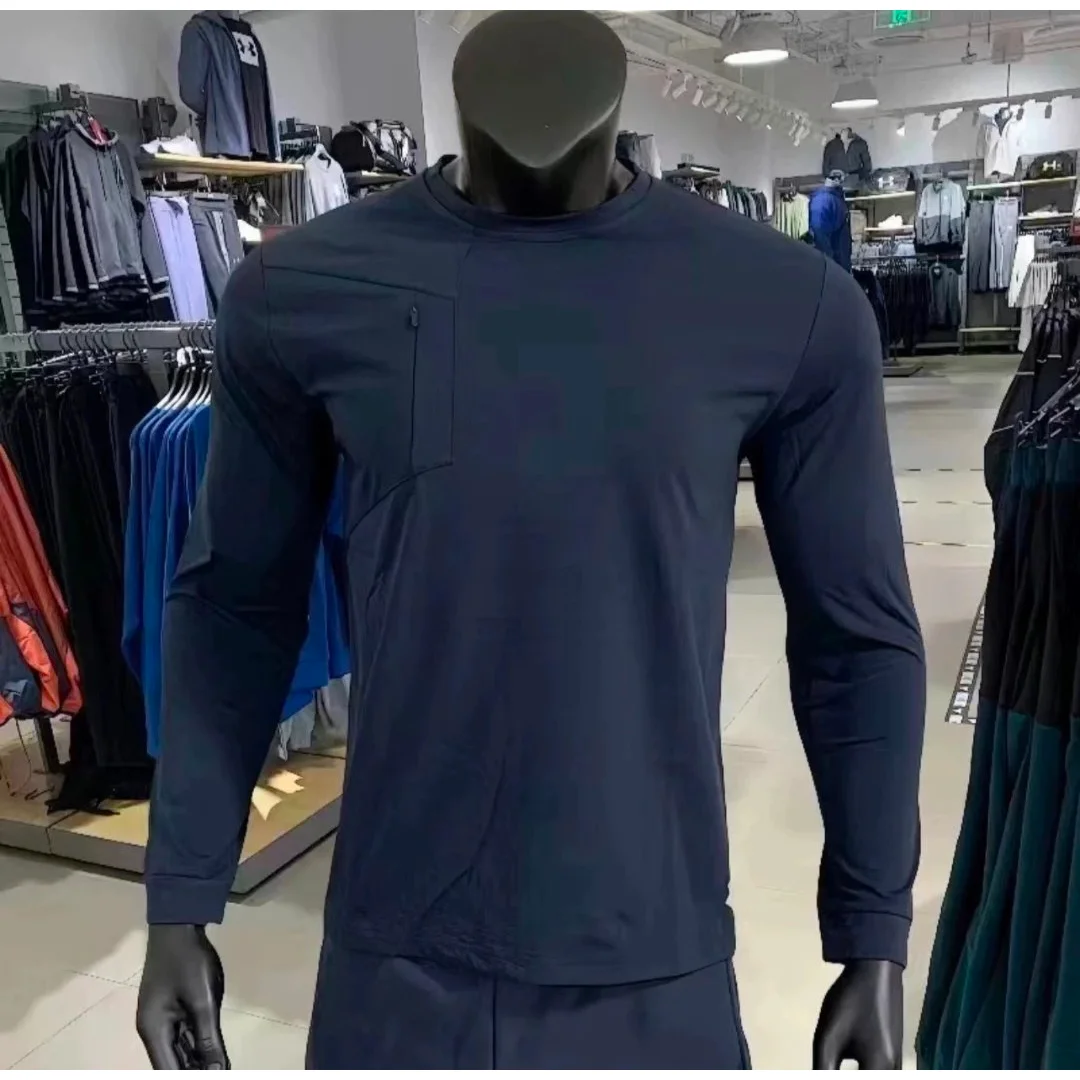 Other Navy Solid Long Sleeve T-Shirt Tops Navy - 1