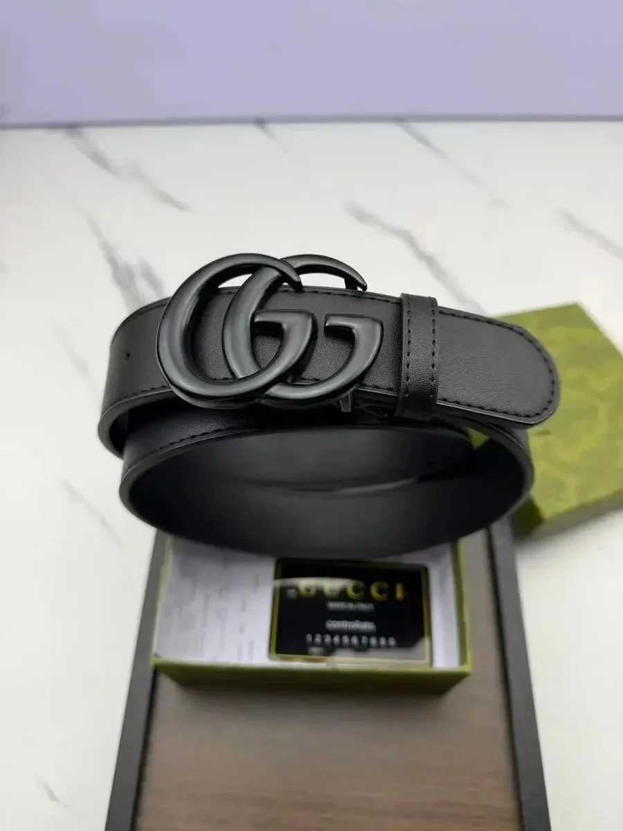 Gucci Gucci Double G Black Leather Belt Black