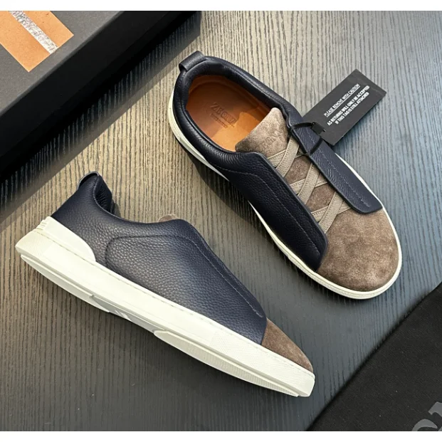 Other Unisex Leather & Suede Sneakers in Navy & Beige Navy - 1