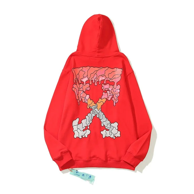 Other Unisex Red X Print Hoodie Red - 1