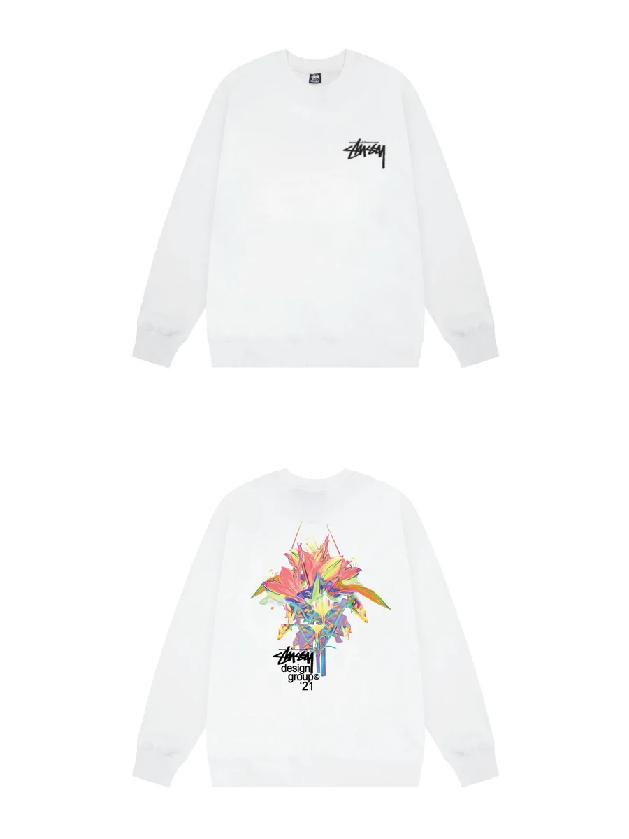 Stussy Stussy Stüssy Floral Print Crewneck Sweatshirt White White - 1