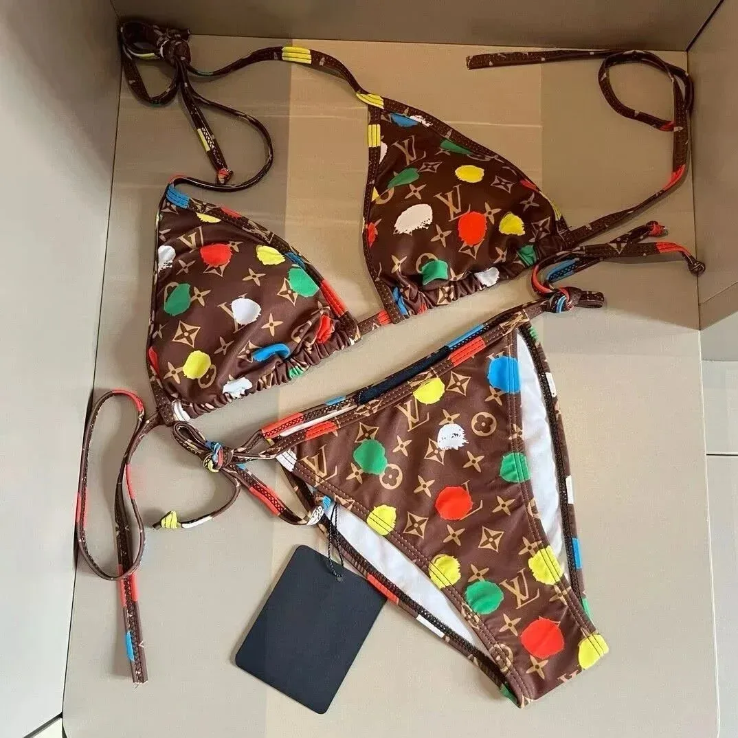 Louis Vuitton Louis Vuitton Monogram Brown with Colorful Splatter Bikini Set Brown