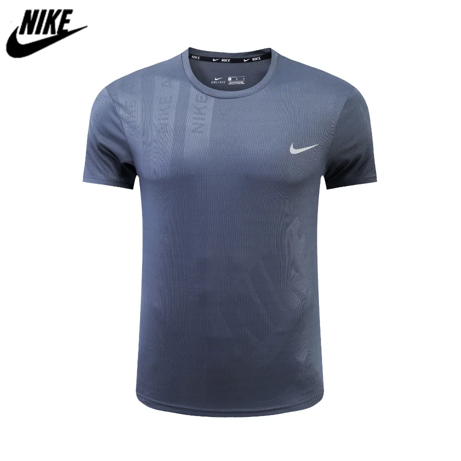 Nike Nike Dri-FIT T-Shirt Blue Solid T-Shirt Blue - 1