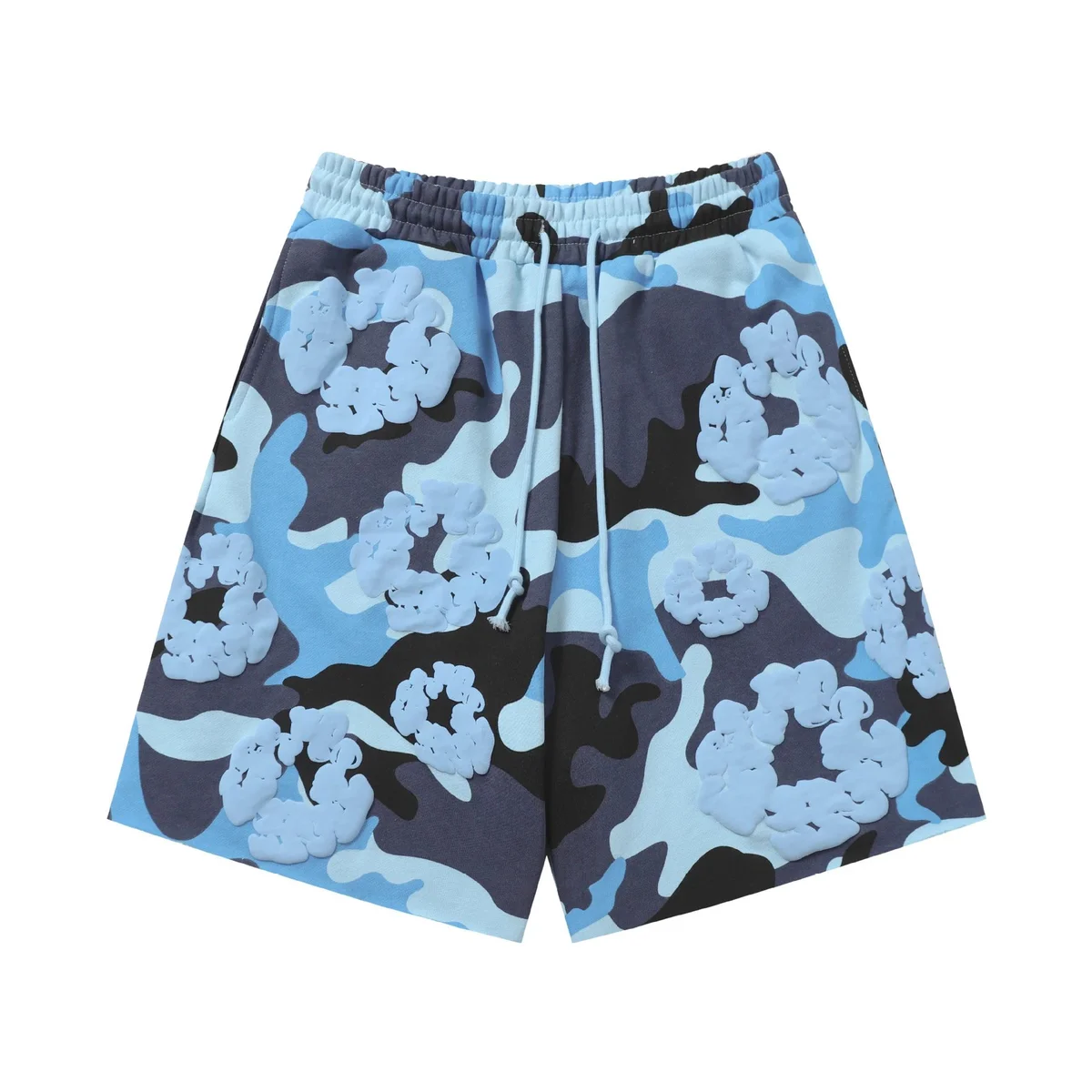 Other Unisex Camo Blue Cloud Print Shorts Blue - 1