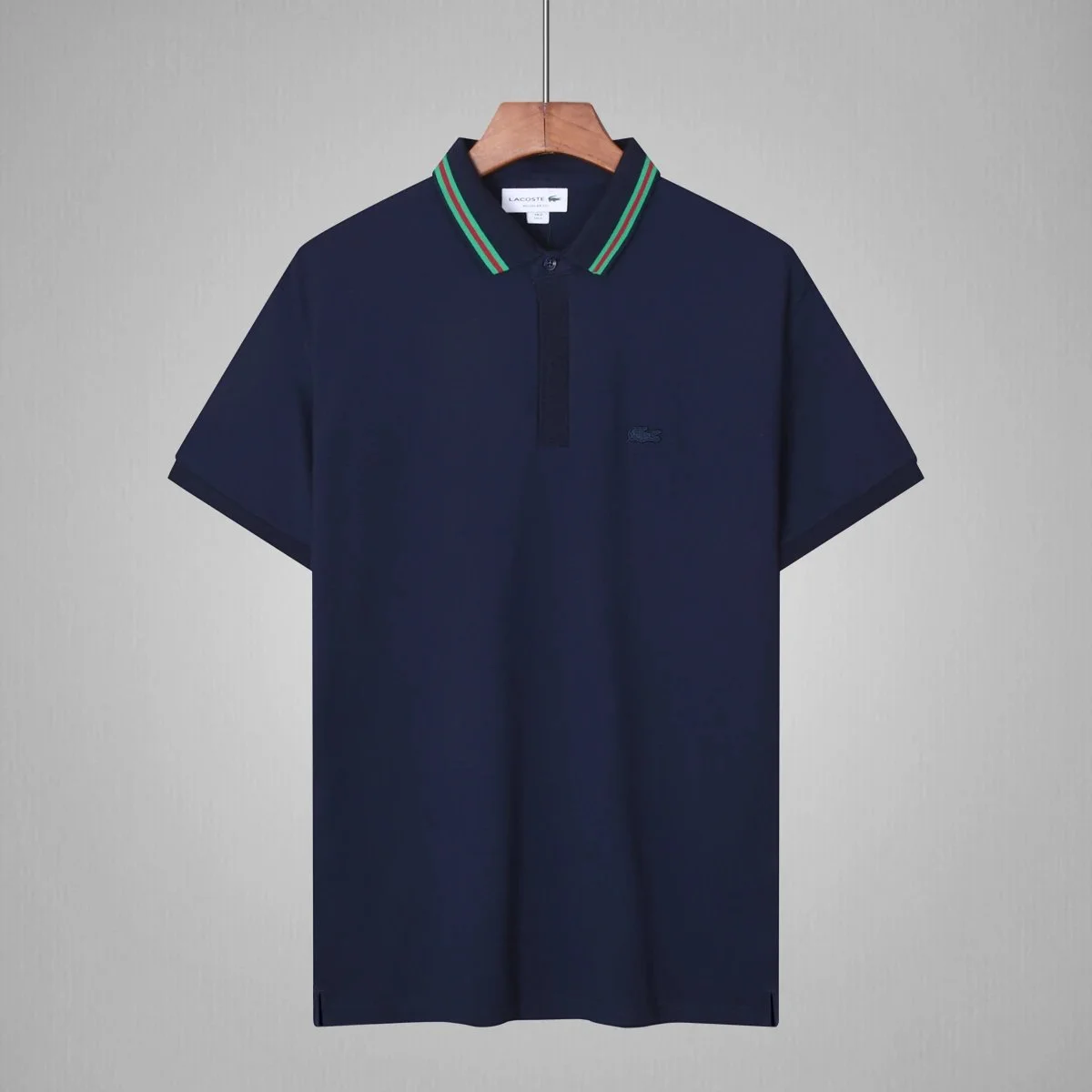 Lacoste Lacoste Navy Green Stripe Polo Shirt Navy - 1