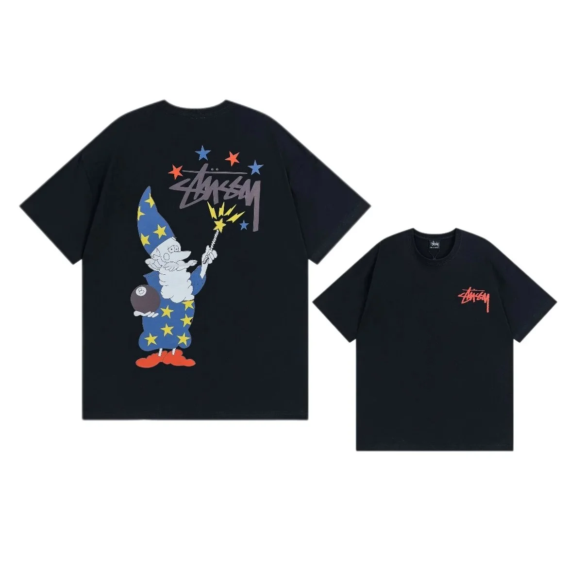 Stussy Stussy Wizard Graphic T-Shirt Black Streetwear Black - 1