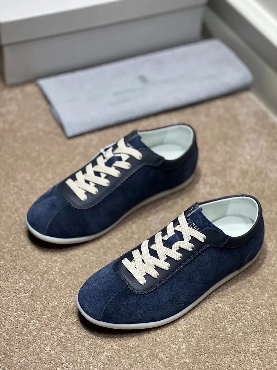 Other Unisex Navy Suede Sneakers with White Laces Navy - 1