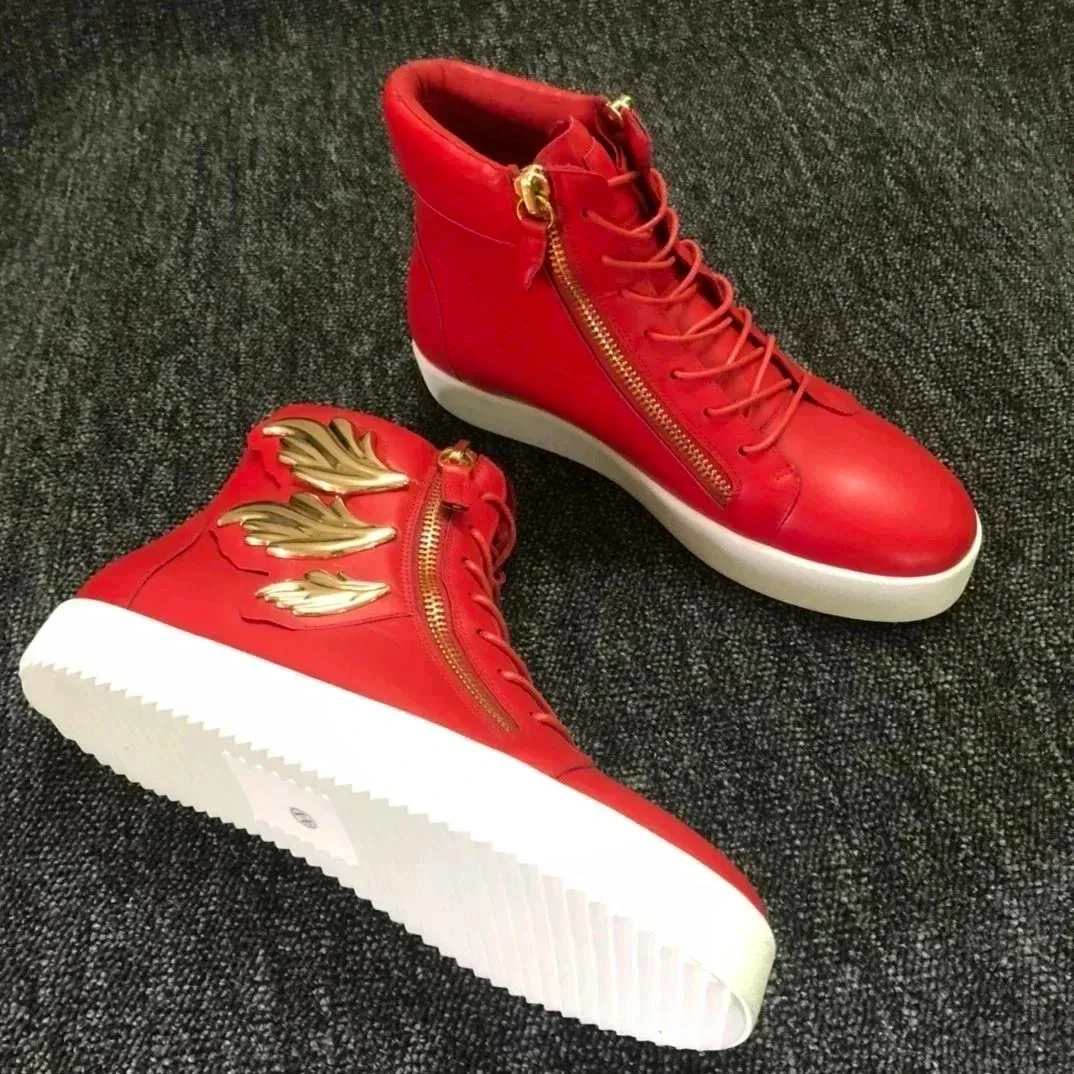 Giuseppe Zanotti Giuseppe Zanotti Red & Gold Wing High-Top Sneakers Red - 1
