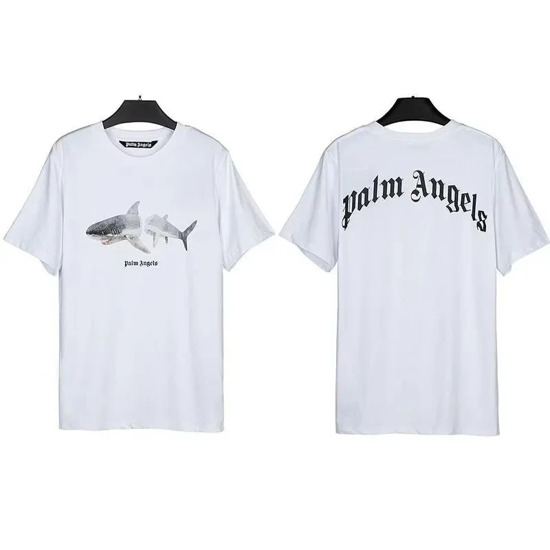 Palm Angels Palm Angels White Shark Print T-Shirt White - 1