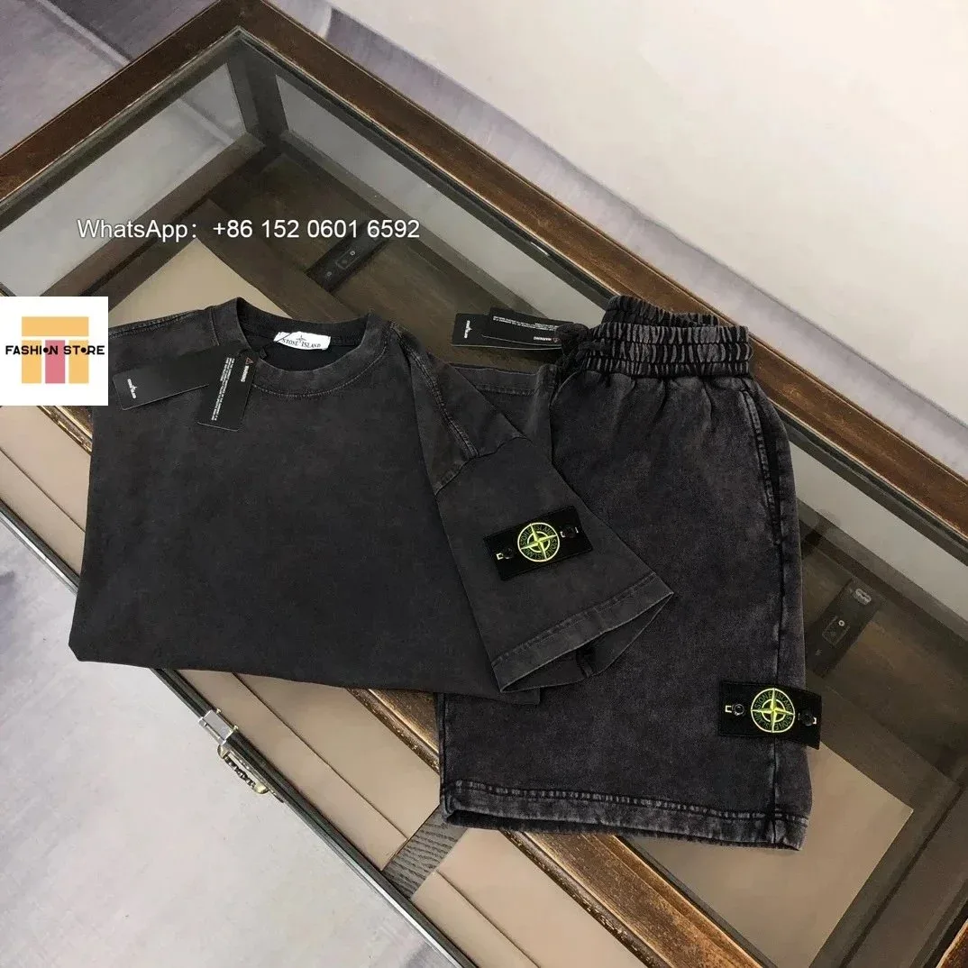 Stone Island Stone Island Charcoal Co-ord Set (T-Shirt & Shorts) Grey