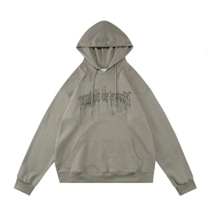 Other Dripping Text Graphic Hoodie Sage Grey - 1