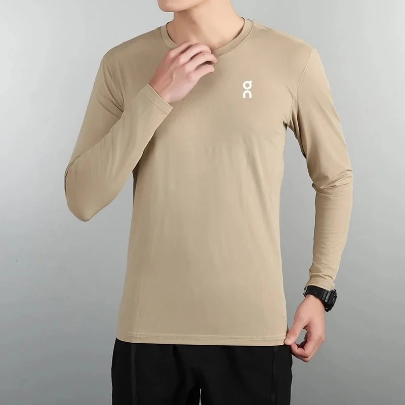 On Running On Solid Beige Long Sleeve T-Shirt Beige - 1