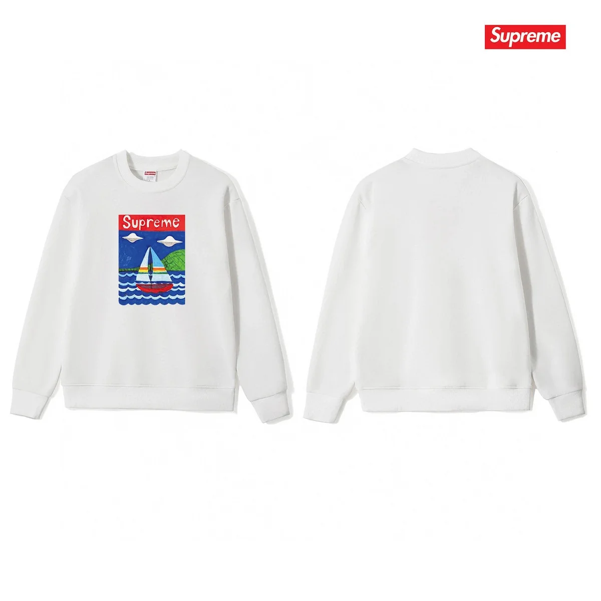 Supreme Supreme Sail Boat Crewneck Sweatshirt White White - 1