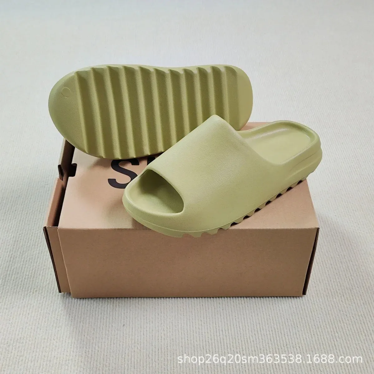 Yeezy Yeezy Slide Bean Green Matte with Tag Sandals Green - 1