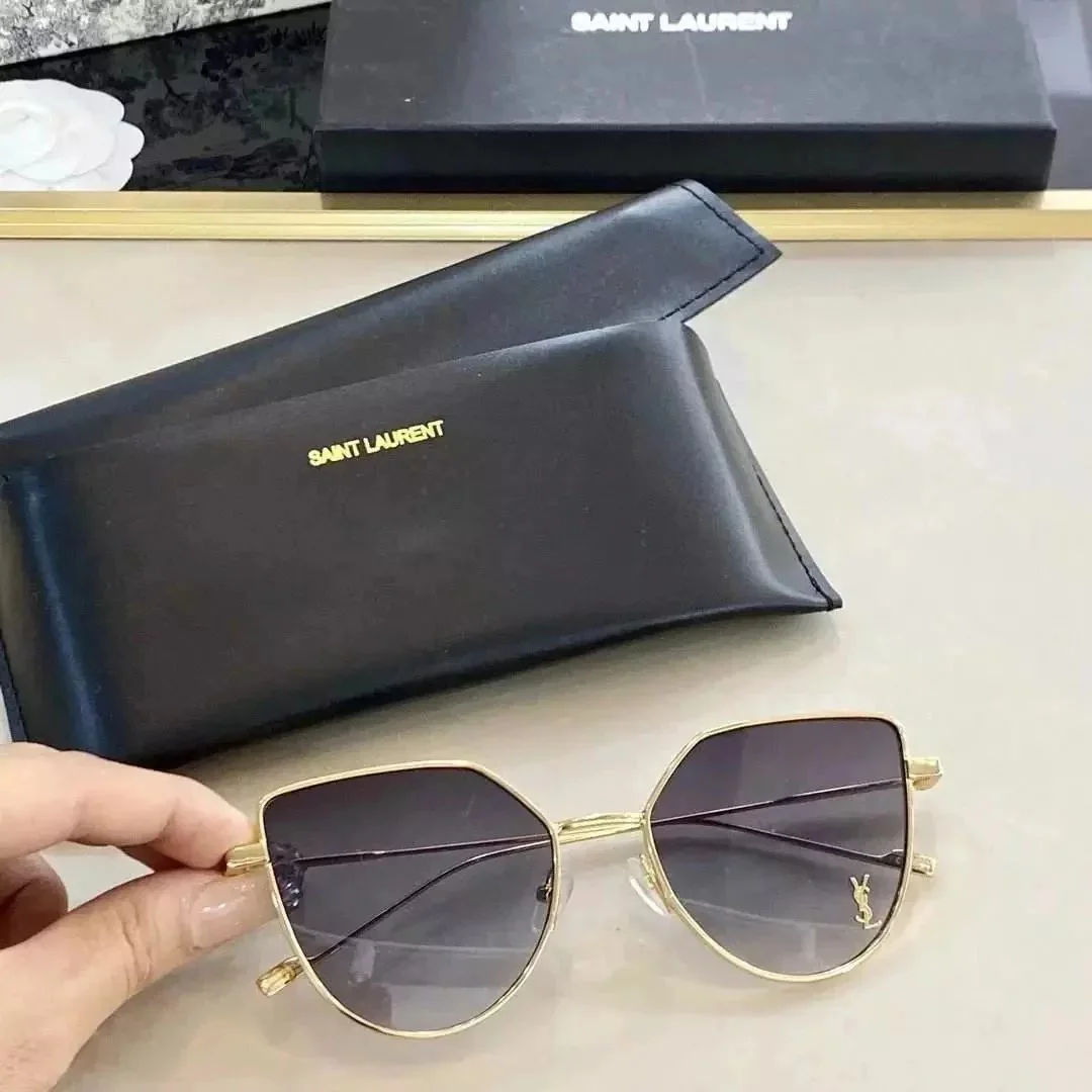 Saint Laurent Saint Laurent YSL Cat-Eye Sunglasses Gold Frame Black Lens Eyewear Gold - 1