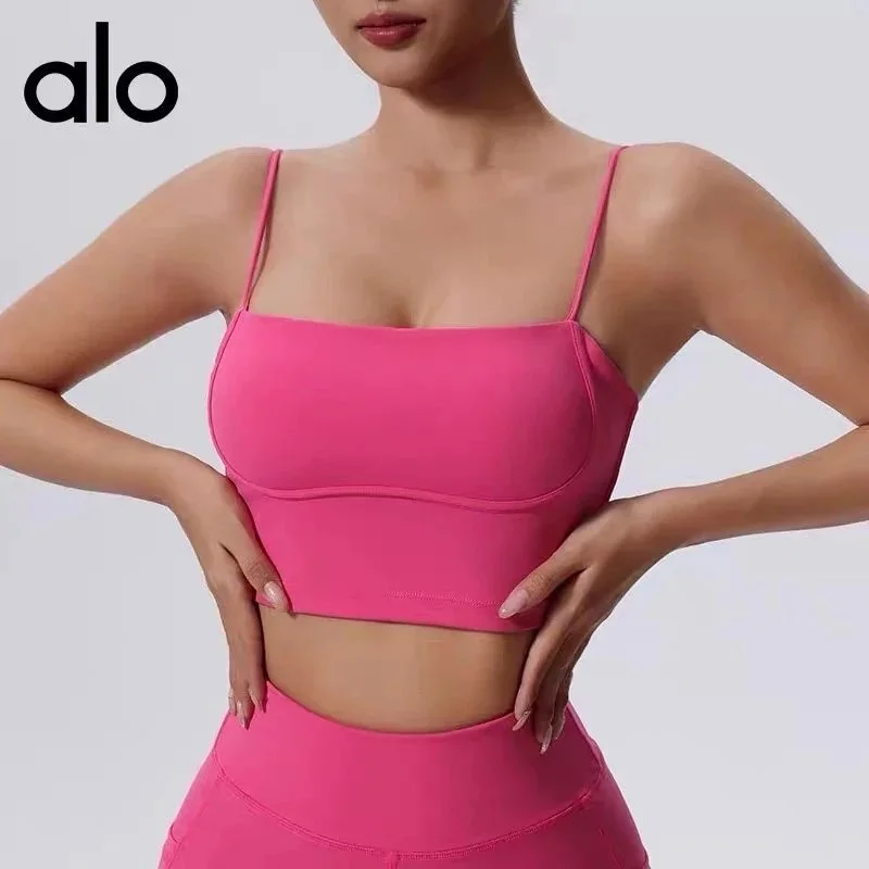 Alo Yoga Alo Solid Pink Crop Top Sports Bra Pink - 1