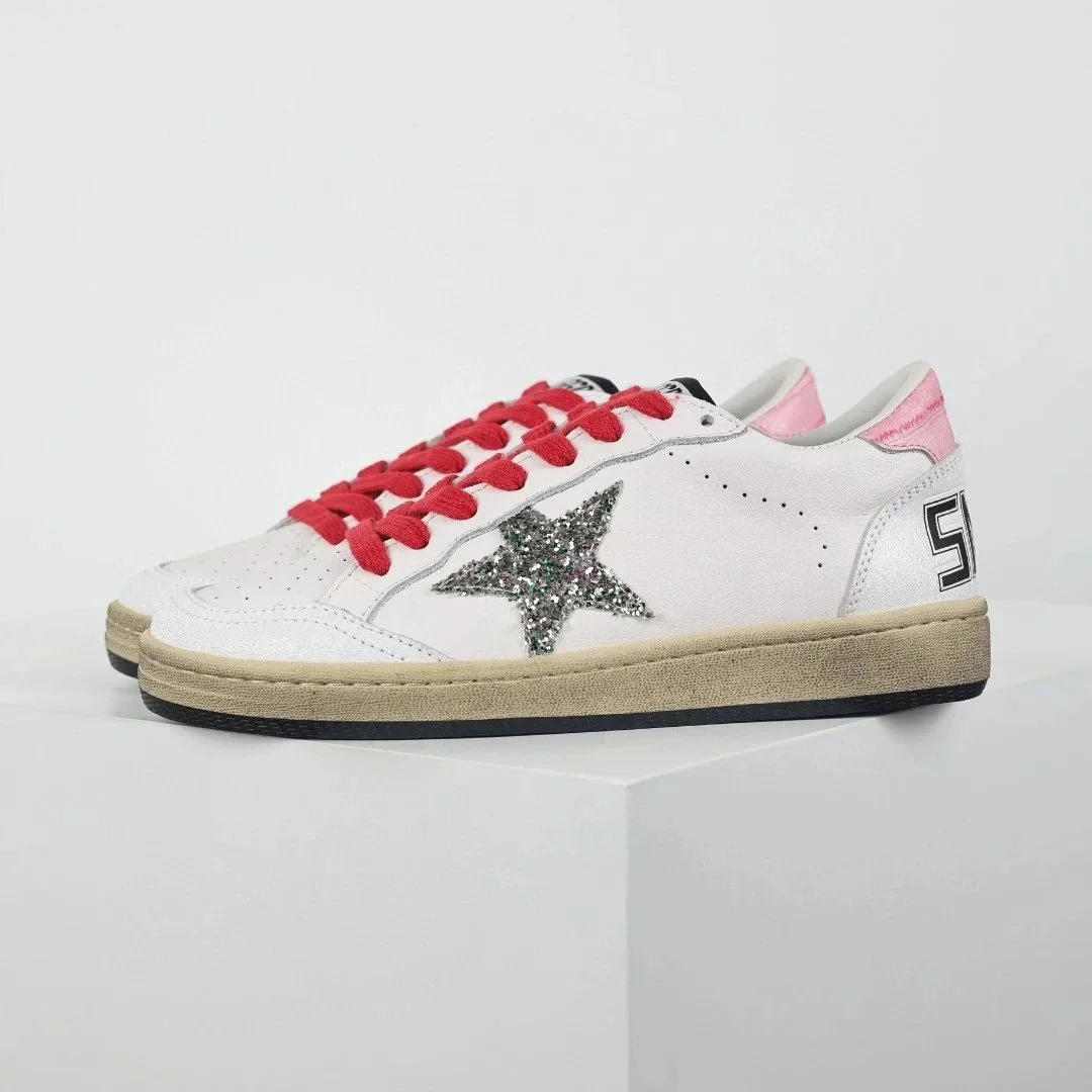 Golden Goose Golden Goose Super-Star Silver Star Red Laces Sneakers White - 1