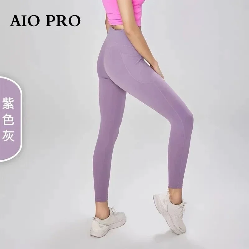 Other AIO PRO Purple Grey Leggings Fitness Pants Purple - 1