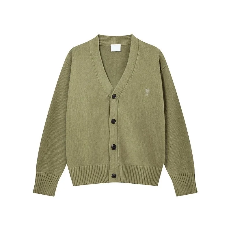 Other Olive Green V-Neck Knit Cardigan Green