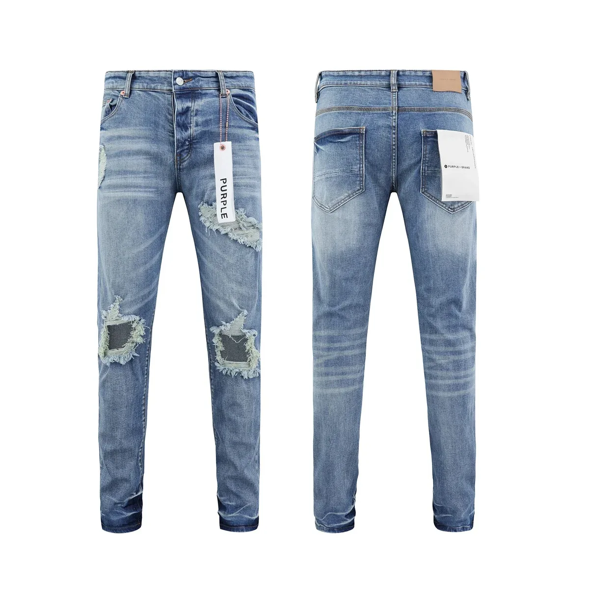 Purple Brand Purple Brand P001 Distressed Blue Jeans Blue - 1