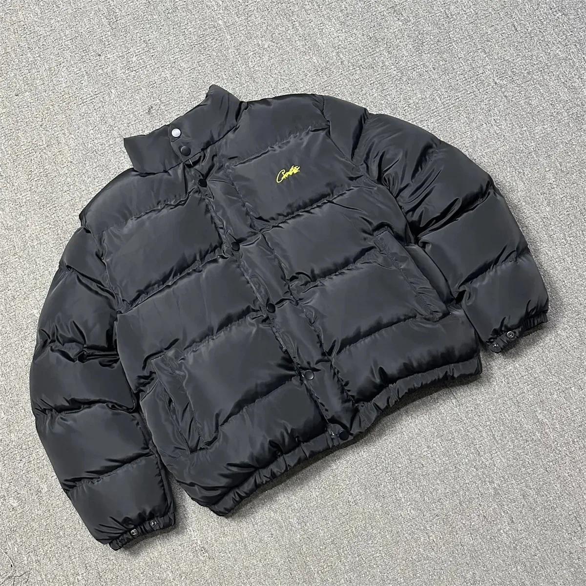 Corteiz Corteiz CRTZ Black/Yellow Logo Puffer Jacket Black - 1