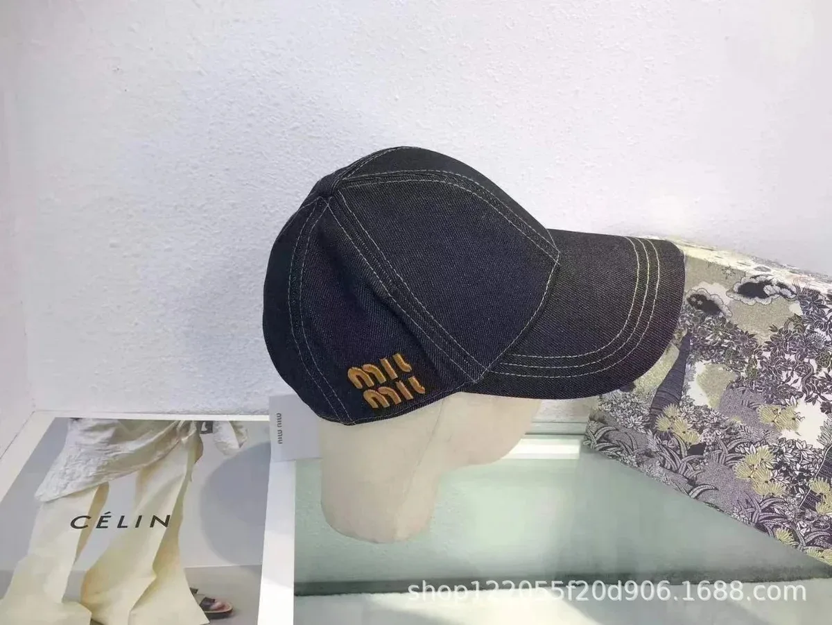 Miu Miu Miu Miu Black Denim Baseball Cap Black
